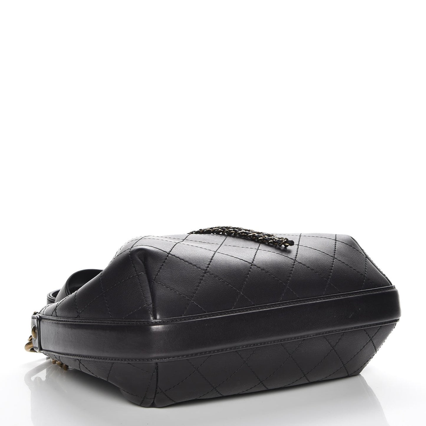 Calfskin Stitched Small Paris Rome Drawstring CC Bag Black