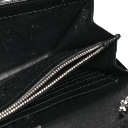 Saint Laurent Grain De Poudre Matelasse Chevron Monogram Chain Wallet Black 12 of 15