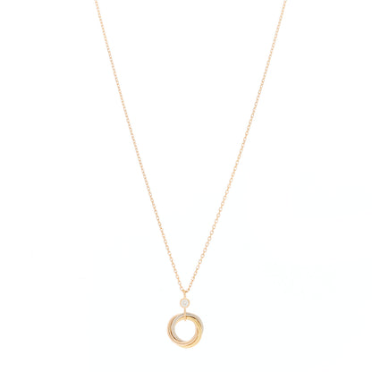 Cartier 18K Pink Yellow White Gold Diamond Trinity Pendant Necklace 1 of 5