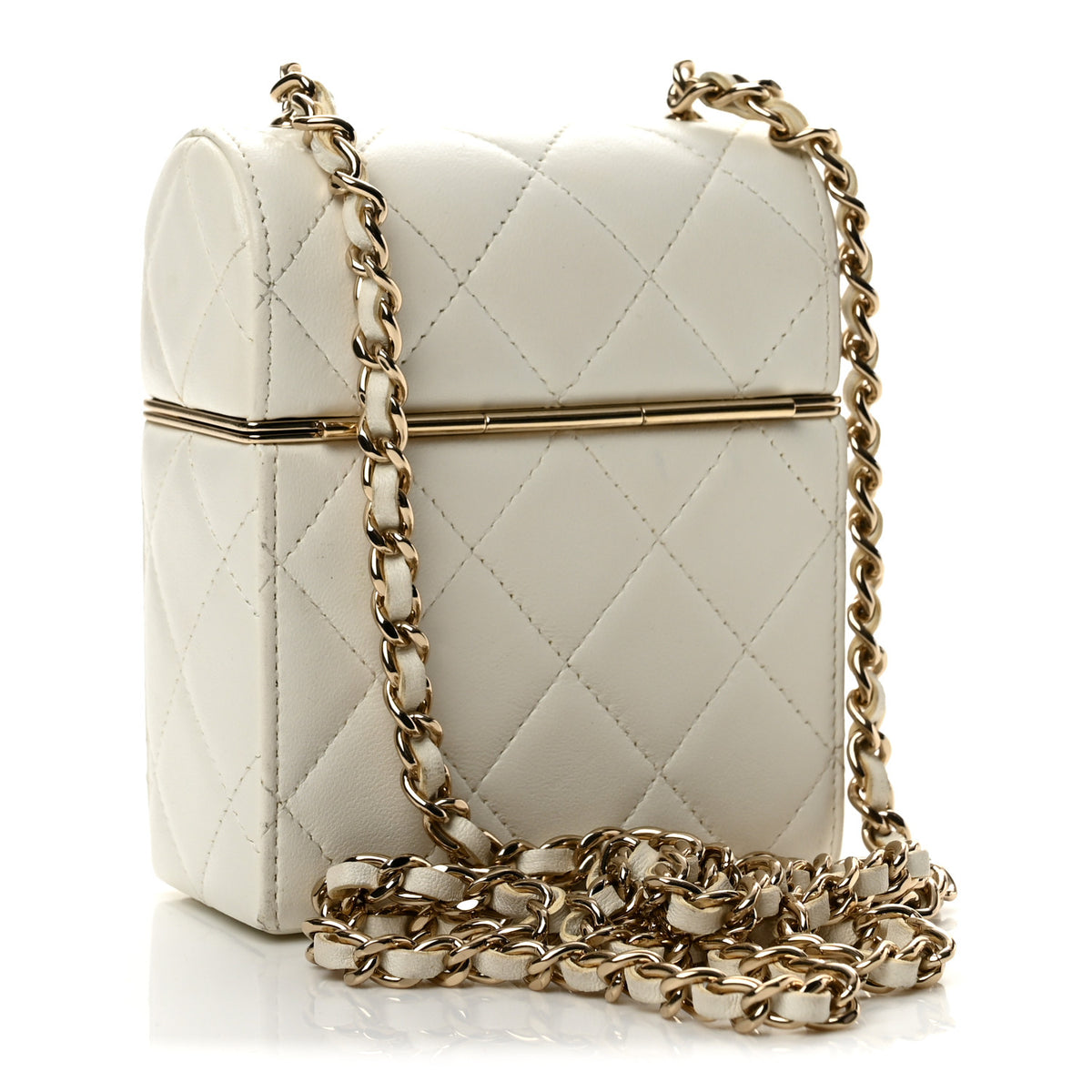 Chanel Lambskin Quilted Small Box With Chain White 4 of 14