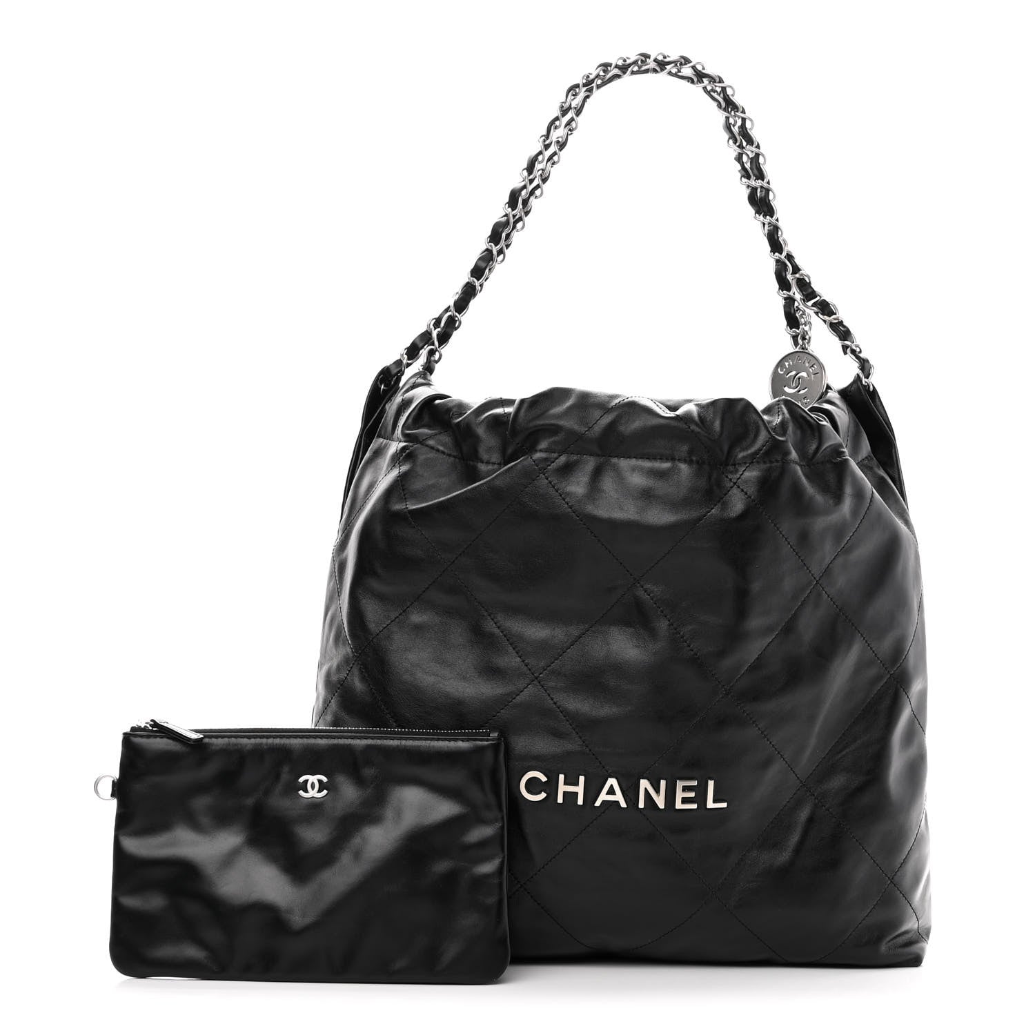 Chanel Shiny Calfskin Quilted Chanel 22 Black 1 of 11