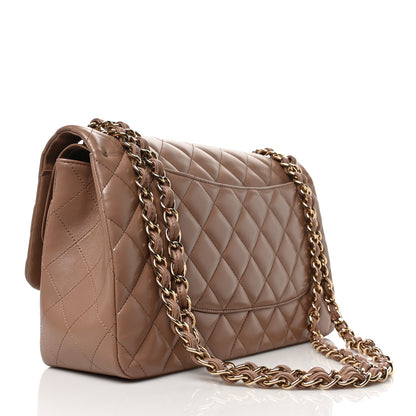 Chanel Lambskin Quilted Jumbo Double Flap Dark Beige 3 of 8