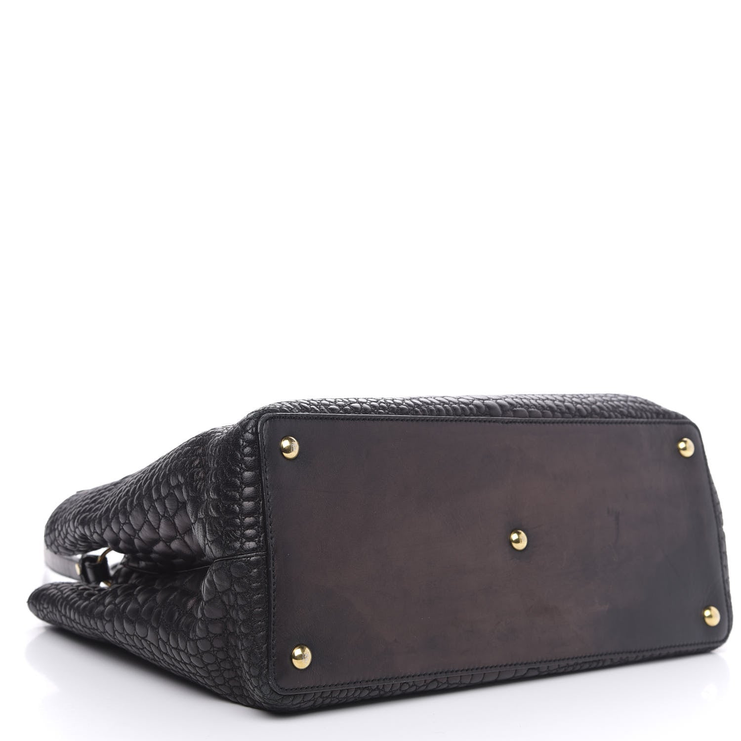 Fendi Nappa Crocodile Trapuntata Medium 2Jours Tote Black 5 of 16