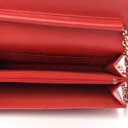 Chanel Caviar Quilted Square Wallet On Chain WOC Red 5 of 11