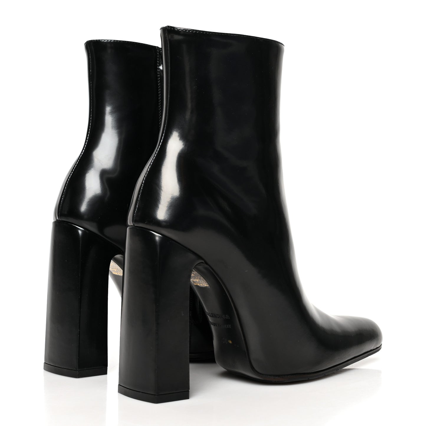 Patinated Calfskin Round Toe 110 Booties 38 Black