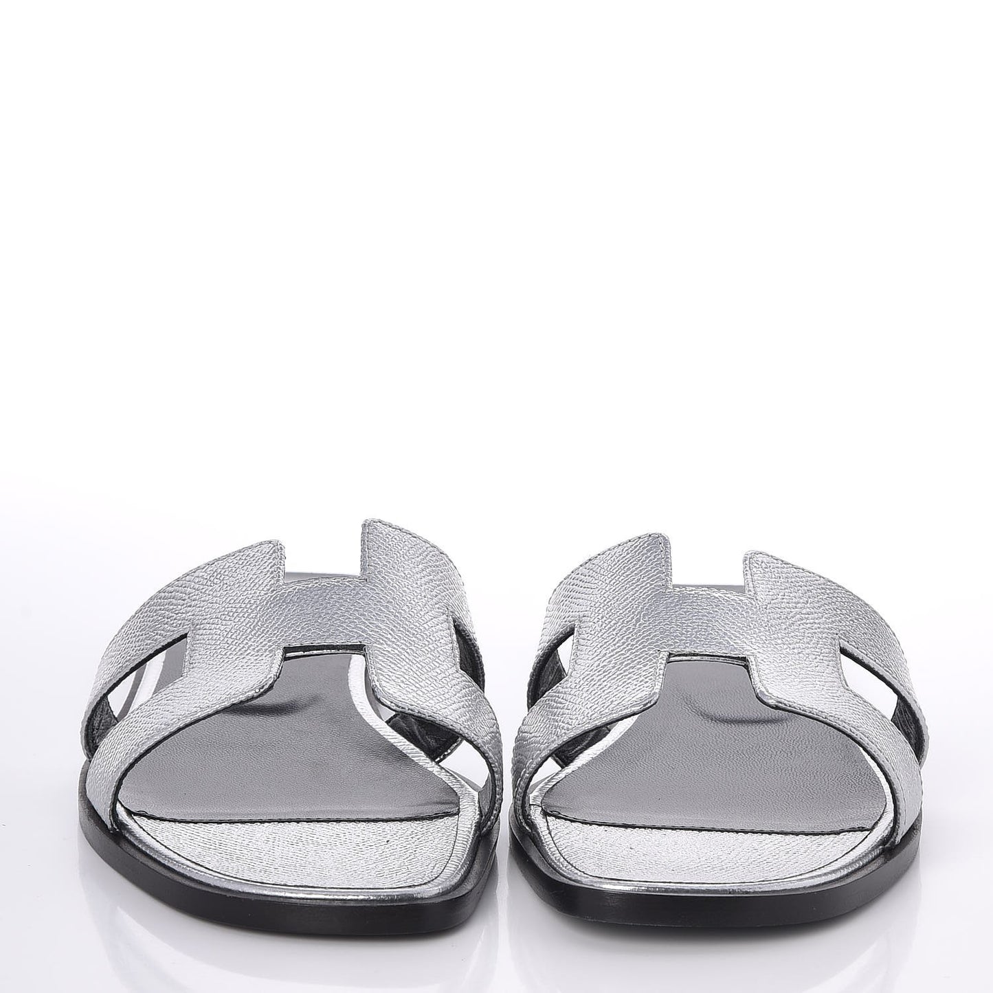 Metallic Epsom Oran Sandals 37 Argent