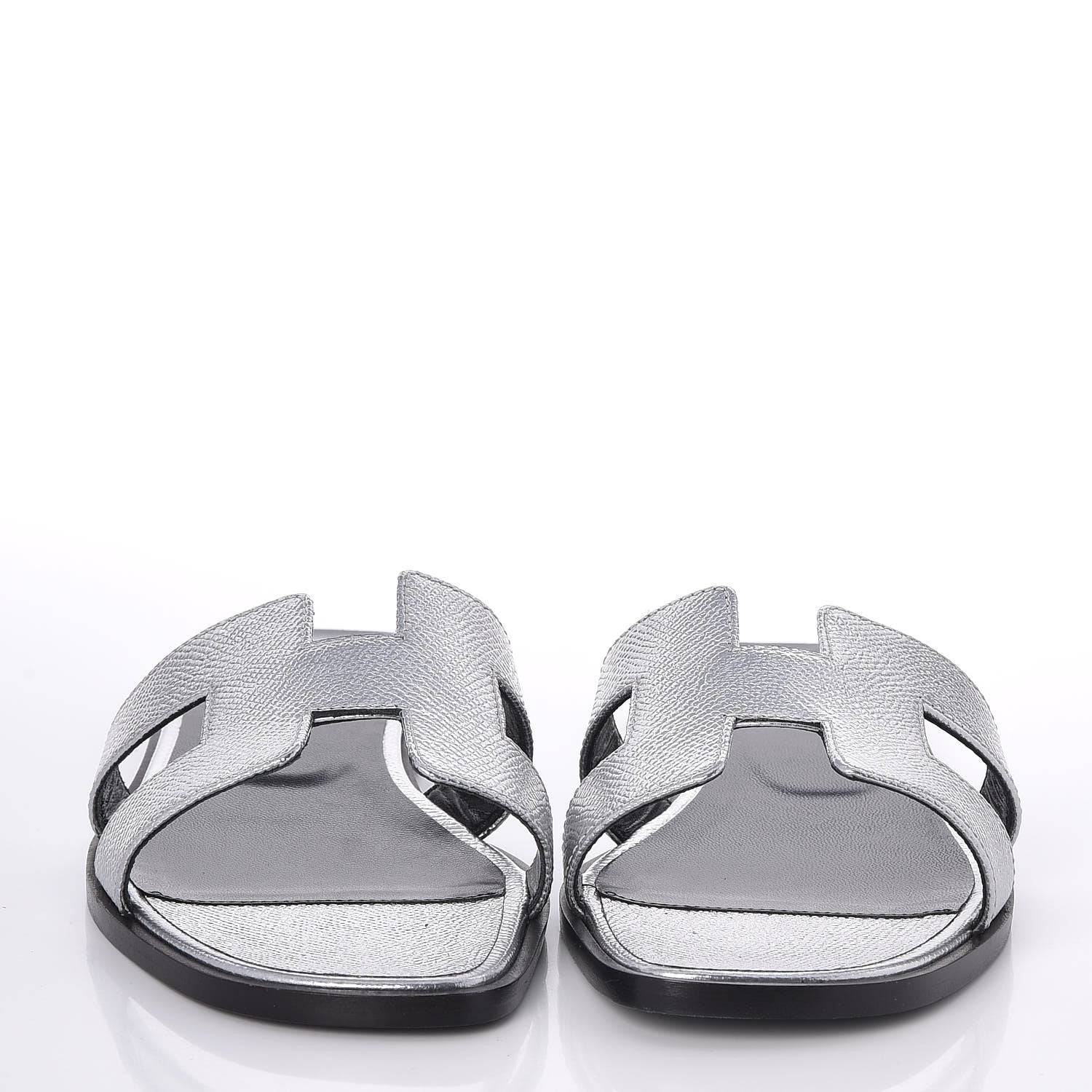Hermes Metallic Epsom Oran Sandals 37 Argent 2 of 7