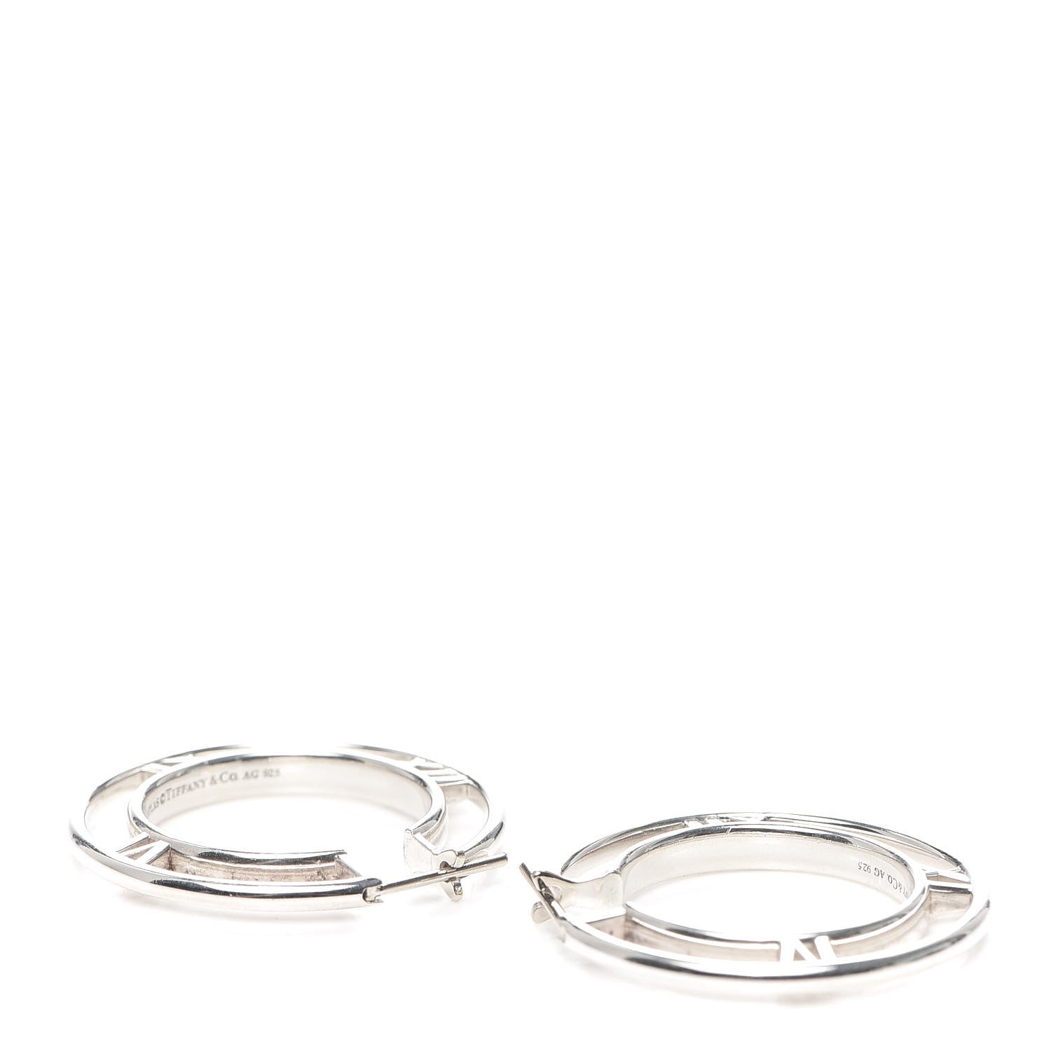 Tiffany Sterling Silver Atlas Cutout Hoop Earrings 3 of 4