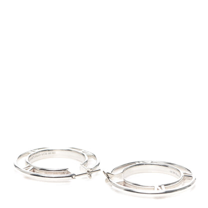 Tiffany Sterling Silver Atlas Cutout Hoop Earrings 3 of 4