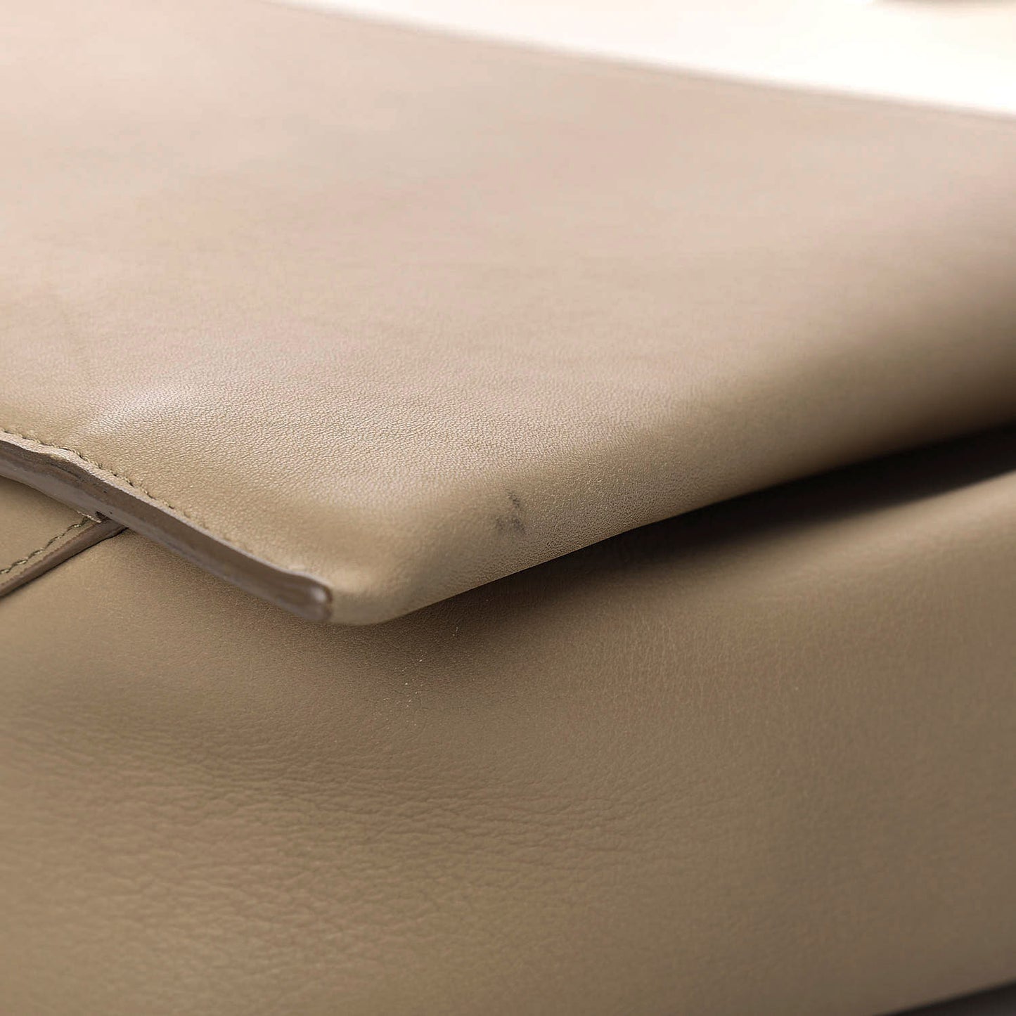 Calfskin Bi-Color Medium Tri-Fold Bag Pale Beige