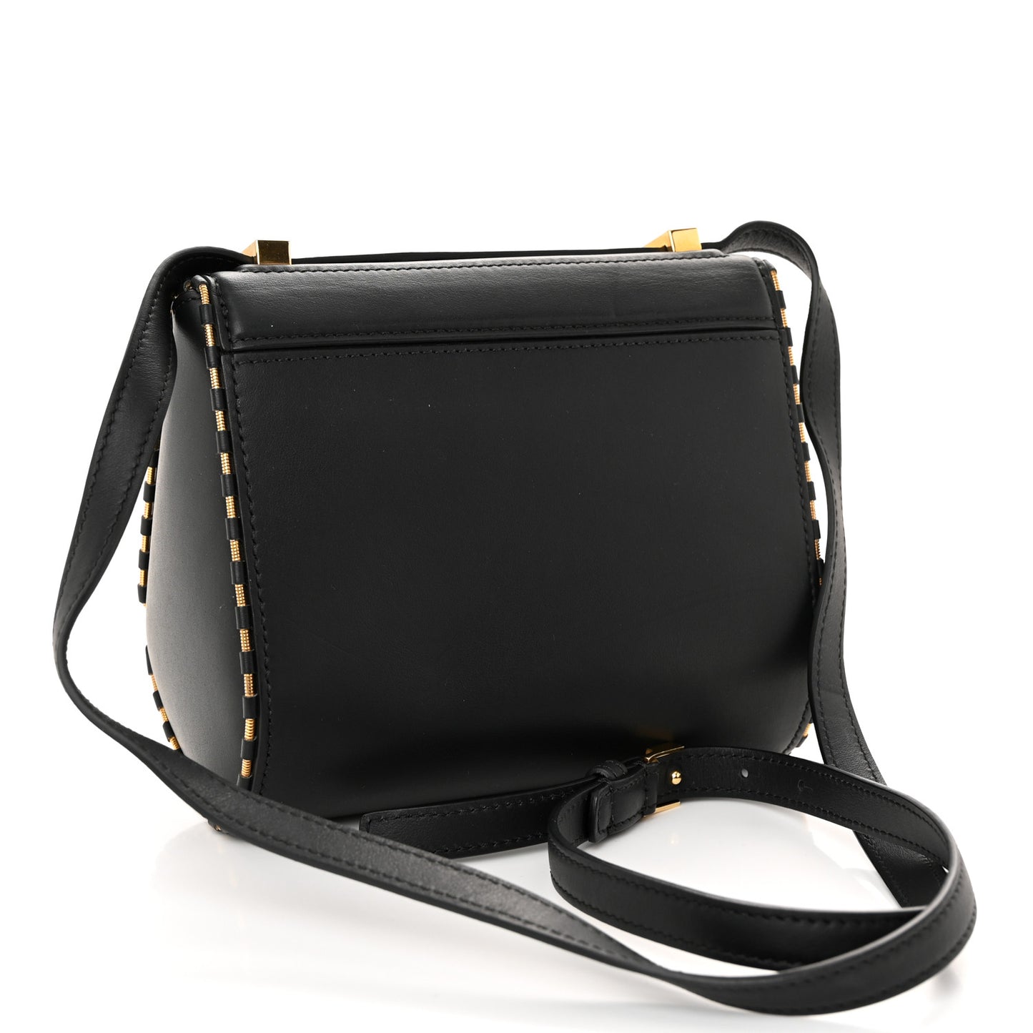 Calfskin Metal Trim Mini Pandora Box Crossbody Bag Black