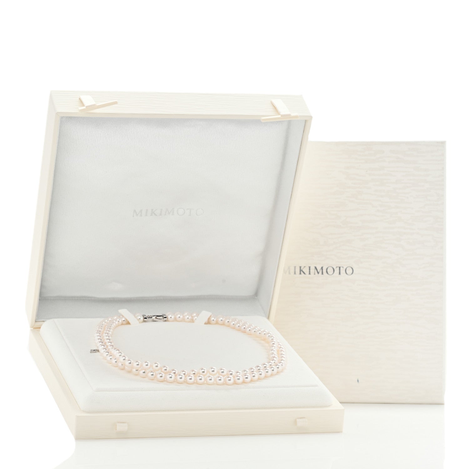 Mikimoto 18K White Gold Diamond Akoya Cultured Pearl 6.5-7mm Double Strand Necklace 7 of 7