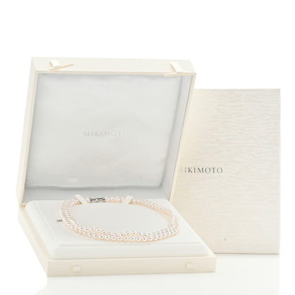 Mikimoto 18K White Gold Diamond Akoya Cultured Pearl 6.5-7mm Double Strand Necklace 7 of 7