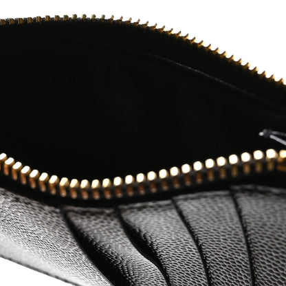Saint Laurent Grain De Poudre Matelasse Chevron Monogram Fragments Zippered Card Case Black 7 of 8