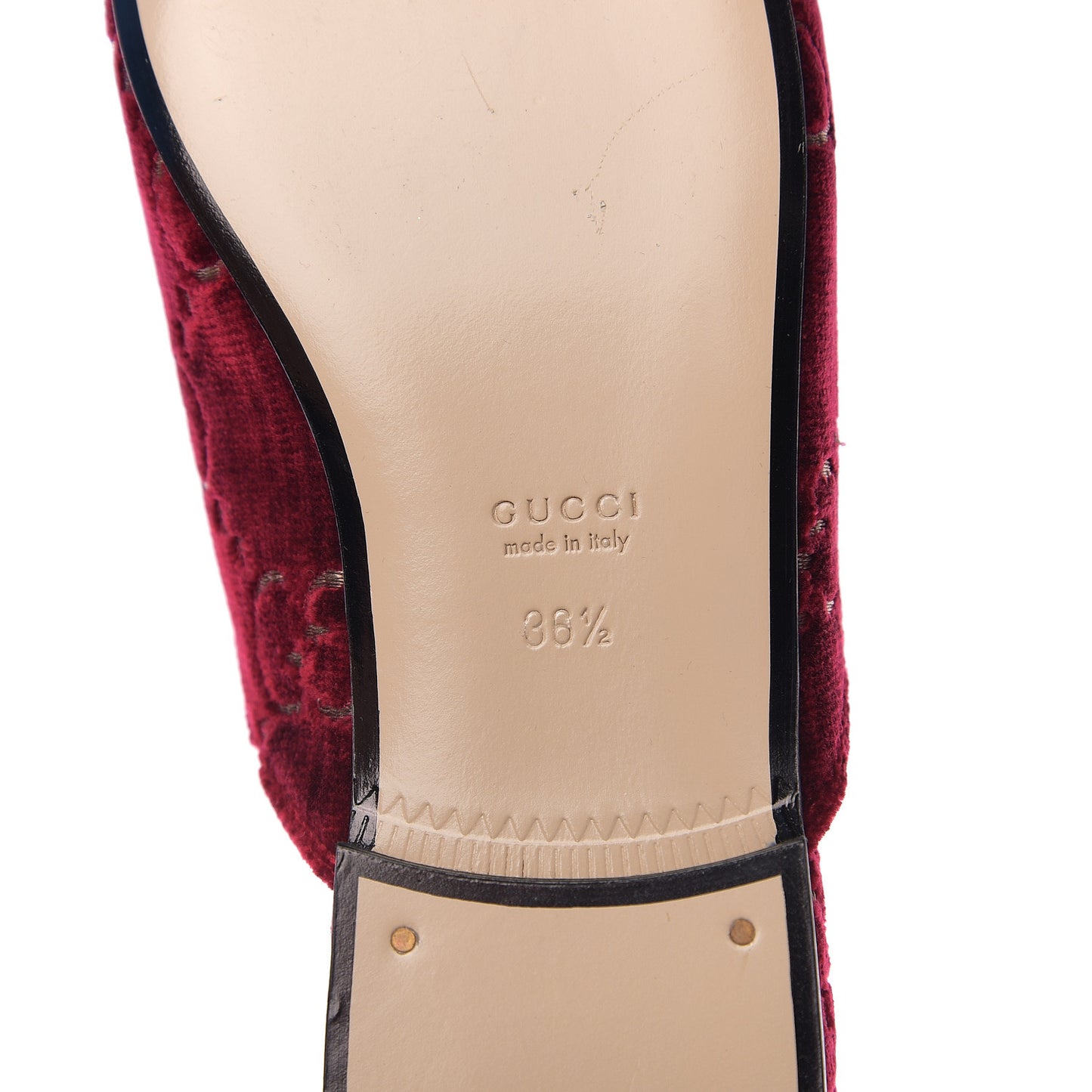 Velvet GG Monogram Womens Princetown Slippers 36.5 Red Cipria