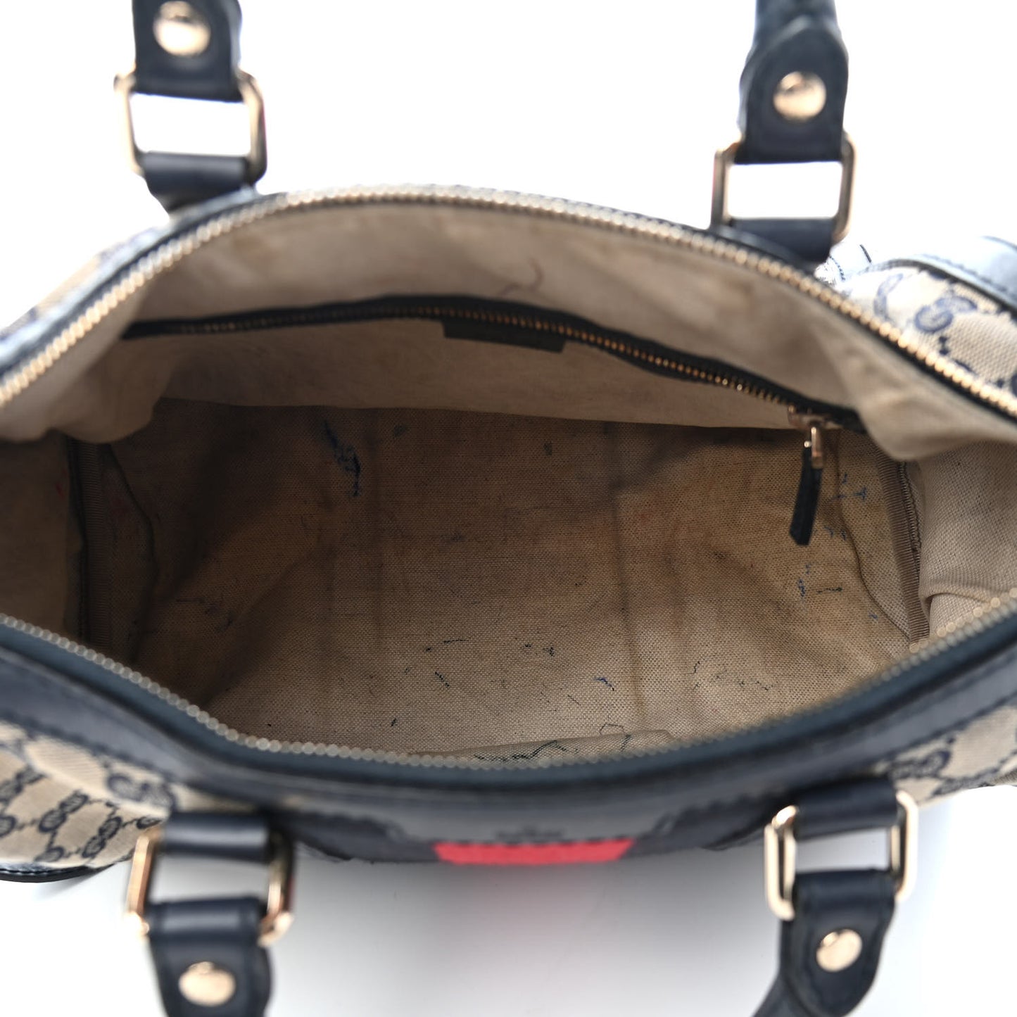Monogram Selleria Calfskin Vintage Web Medium Boston Beige Blue