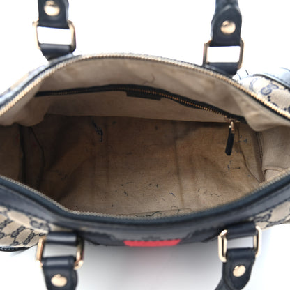 Gucci Monogram Selleria Calfskin Vintage Web Medium Boston Beige Blue 5 of 11