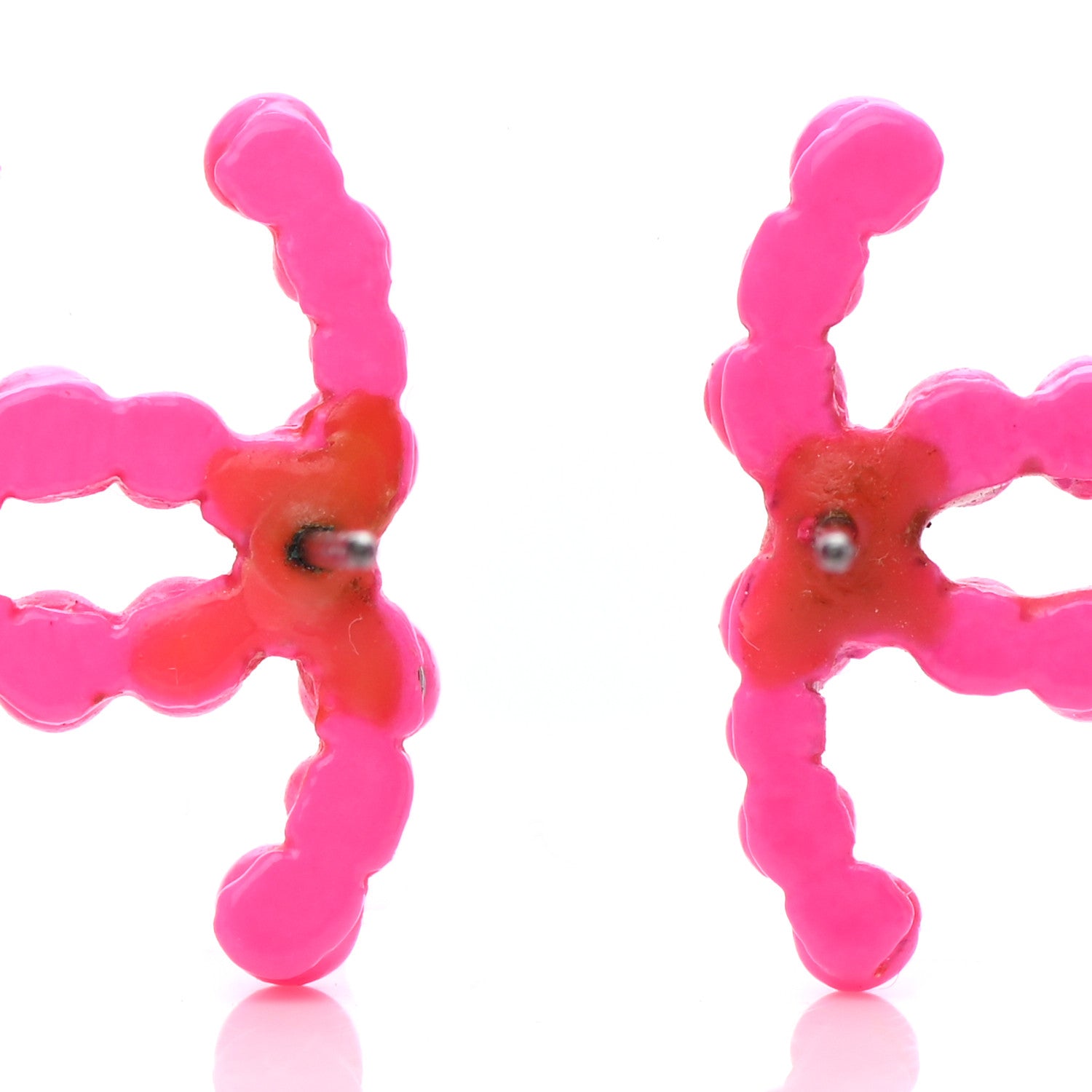 Chanel Resin Ruthenium CC Drop Earrings Pink 5 of 5