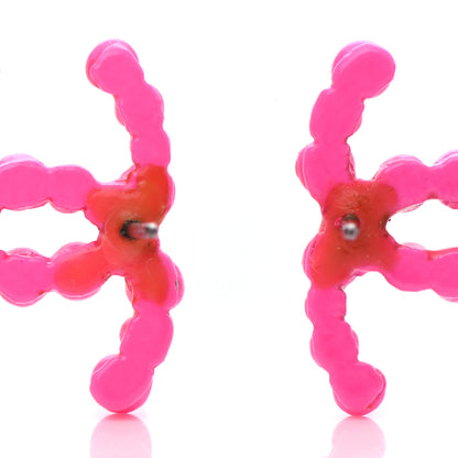 Chanel Resin Ruthenium CC Drop Earrings Pink 5 of 5