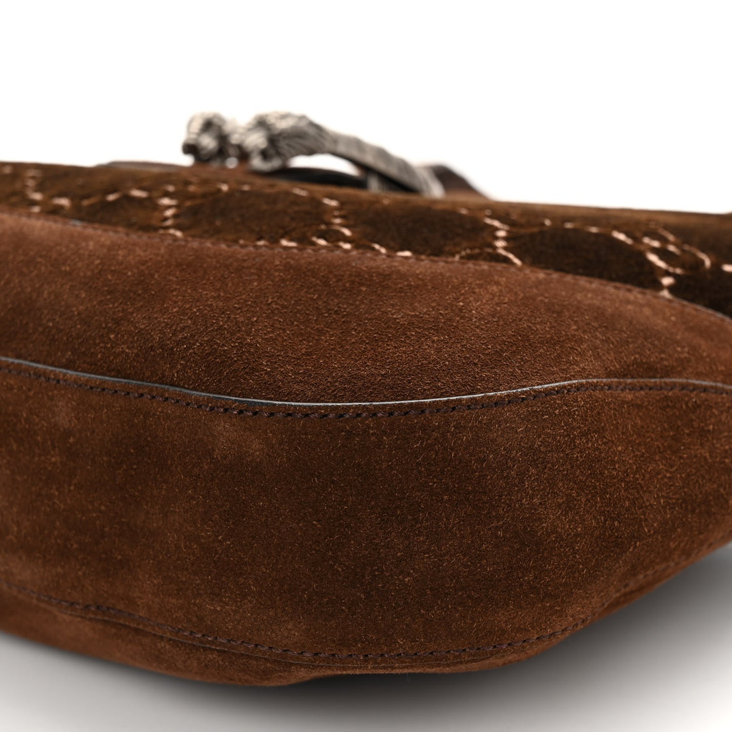 Velvet GG Monogram Web Medium Dionysus Hobo Brown