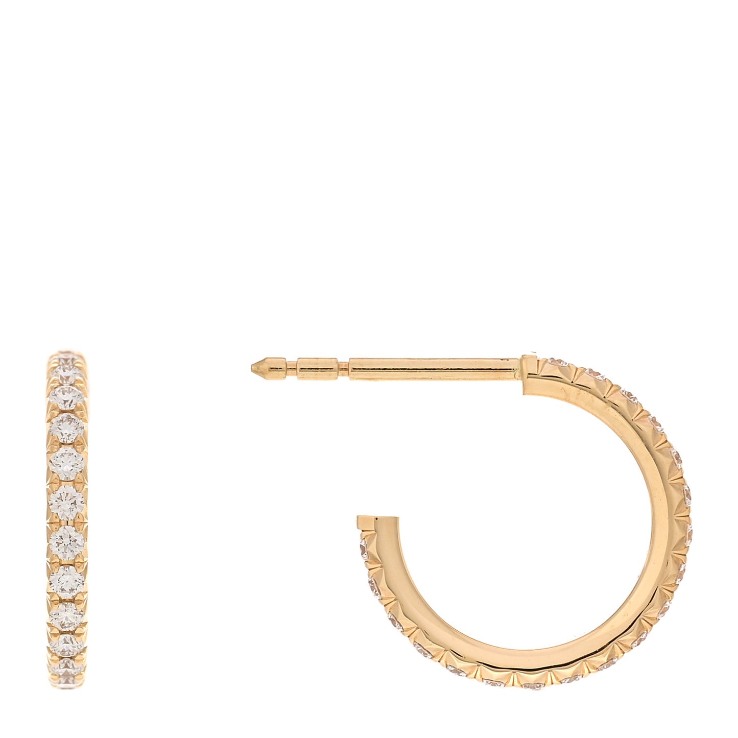 18K Rose Gold Diamond Small Metro Hoop Earrings