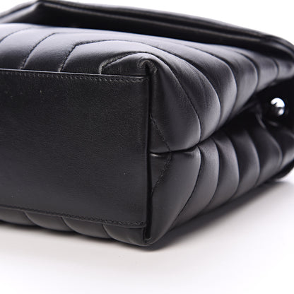 Saint Laurent Calfskin Y Quilted Monogram Small Loulou Chain Satchel Black 9 of 10