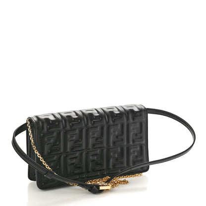 Fendi Nappa Matisse FF Embossed Wallet On Chain Black 3 of 10
