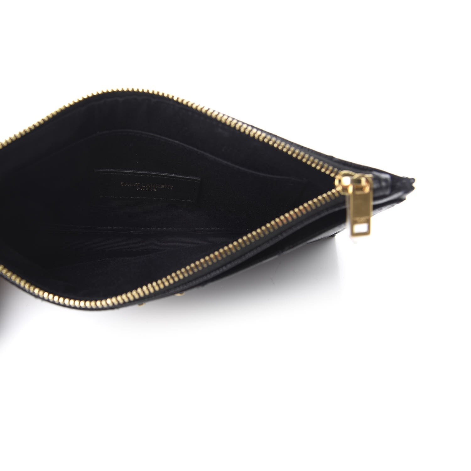 Saint Laurent Grain De Poudre Chevron Monogram Bill Pouch Black 5 of 8