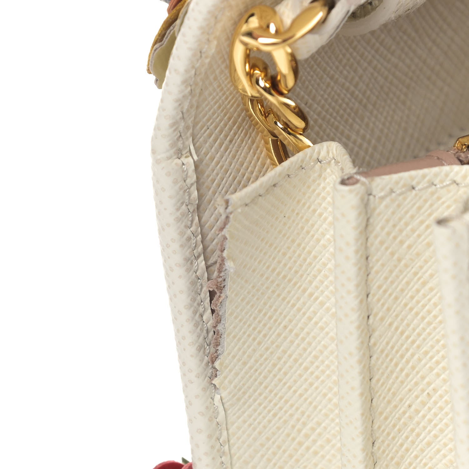 Prada Saffiano Floral Applique Crossbody Talco 7 of 7