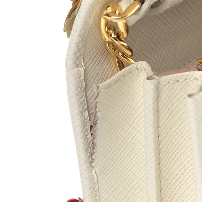 Prada Saffiano Floral Applique Crossbody Talco 7 of 7