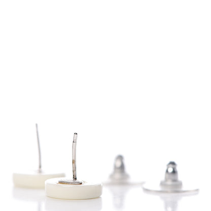 Chanel Resin CC Stud Earrings Black White 4 of 4