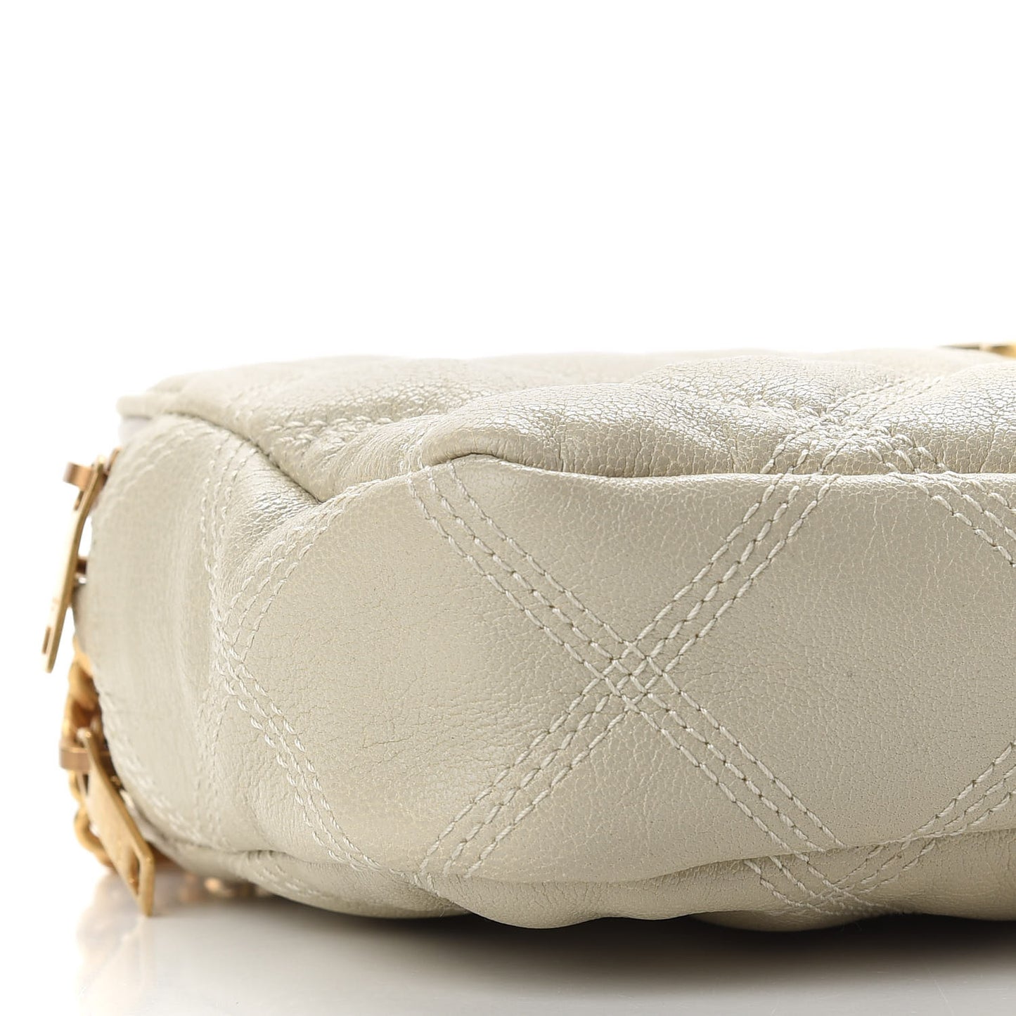 Grained Lambskin Quilted Mini Becky Double Zip Bag Vintage White