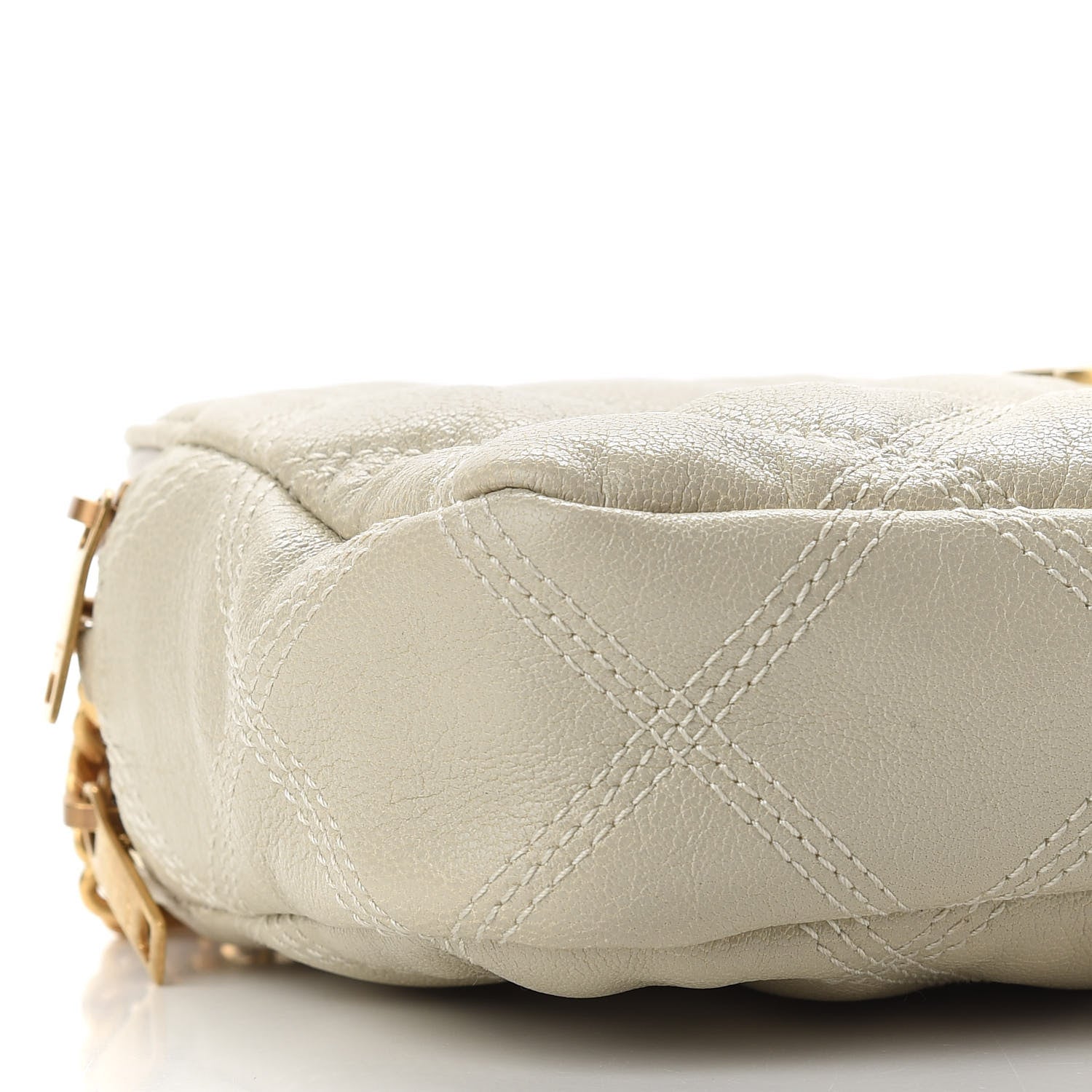 Saint Laurent Grained Lambskin Quilted Mini Becky Double Zip Bag Vintage White 10 of 13