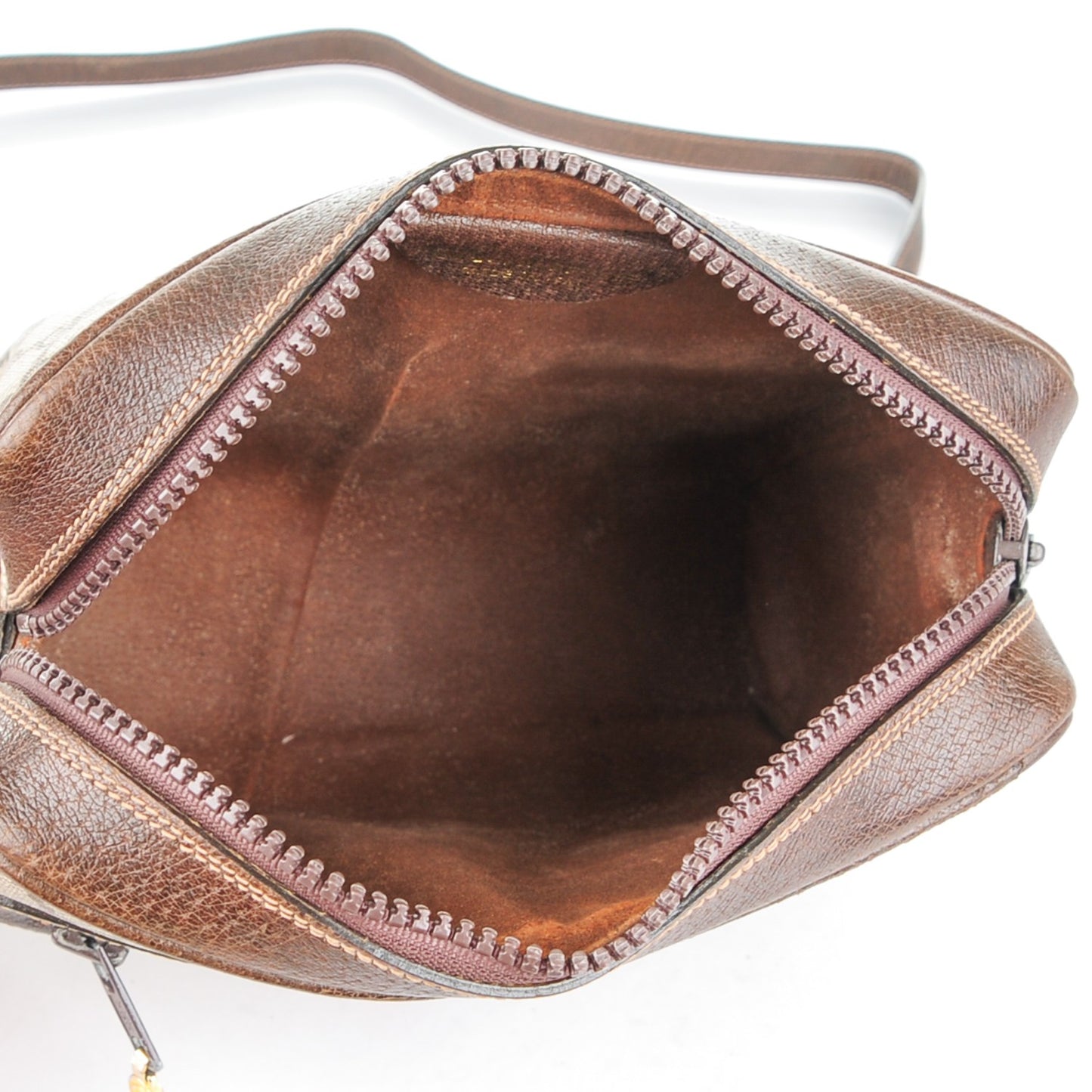 Coated Canvas Monogram Web Small Shoulder Bag Dark Brown