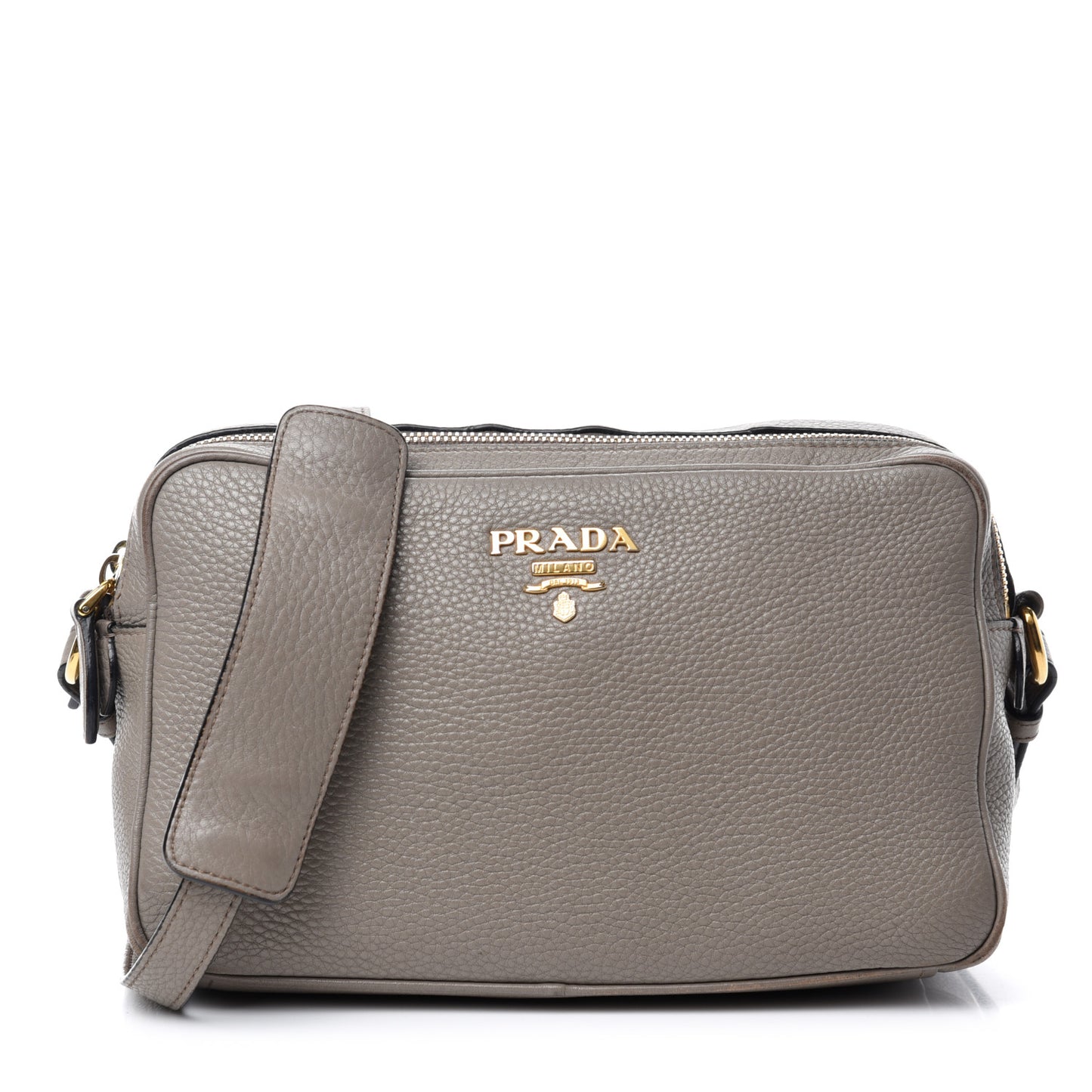 Vitello Daino Medium Double Zip Shoulder Bag Argilla