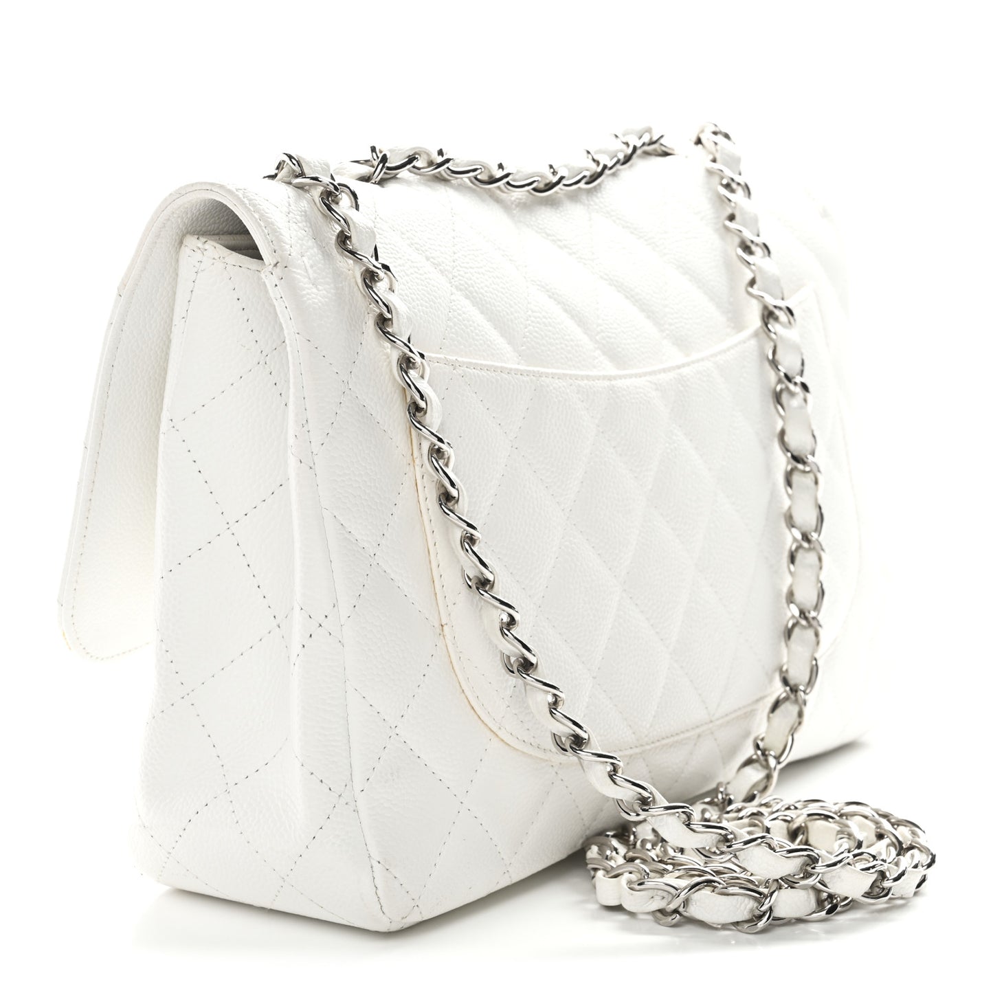 Caviar Quilted Jumbo Single Flap White