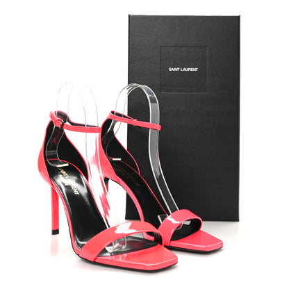 Saint Laurent Patent Calfskin Amber 105 Ankle Strap Sandals 37.5 Fuchsia Fluo 9 of 9