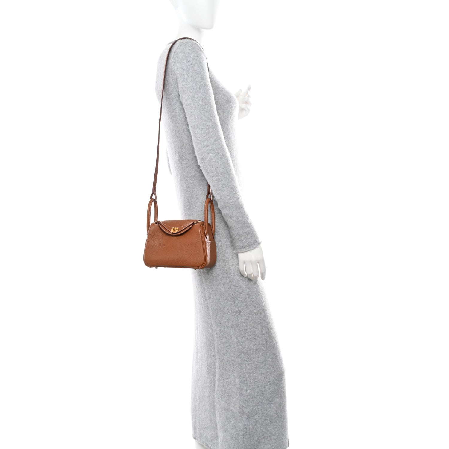 Hermes Taurillon Clemence Mini Lindy 20 Gold 2 of 10