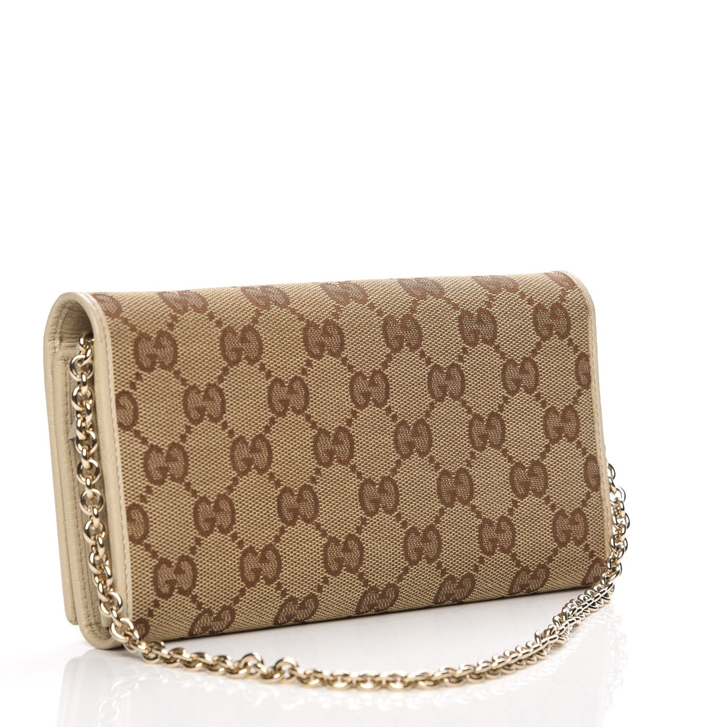 Monogram Metal Bar Chain Wallet Beige