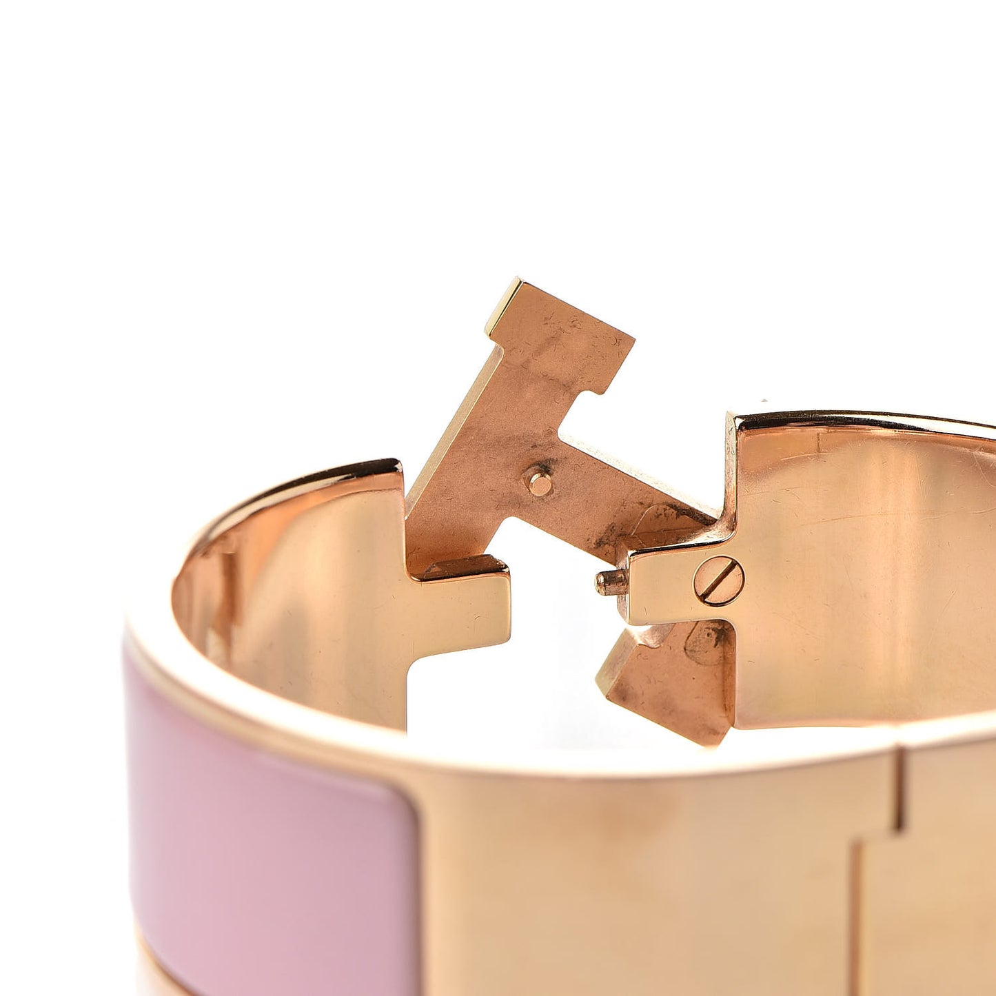 Enamel Wide Clic Clac H Bracelet PM Rose Nacarat