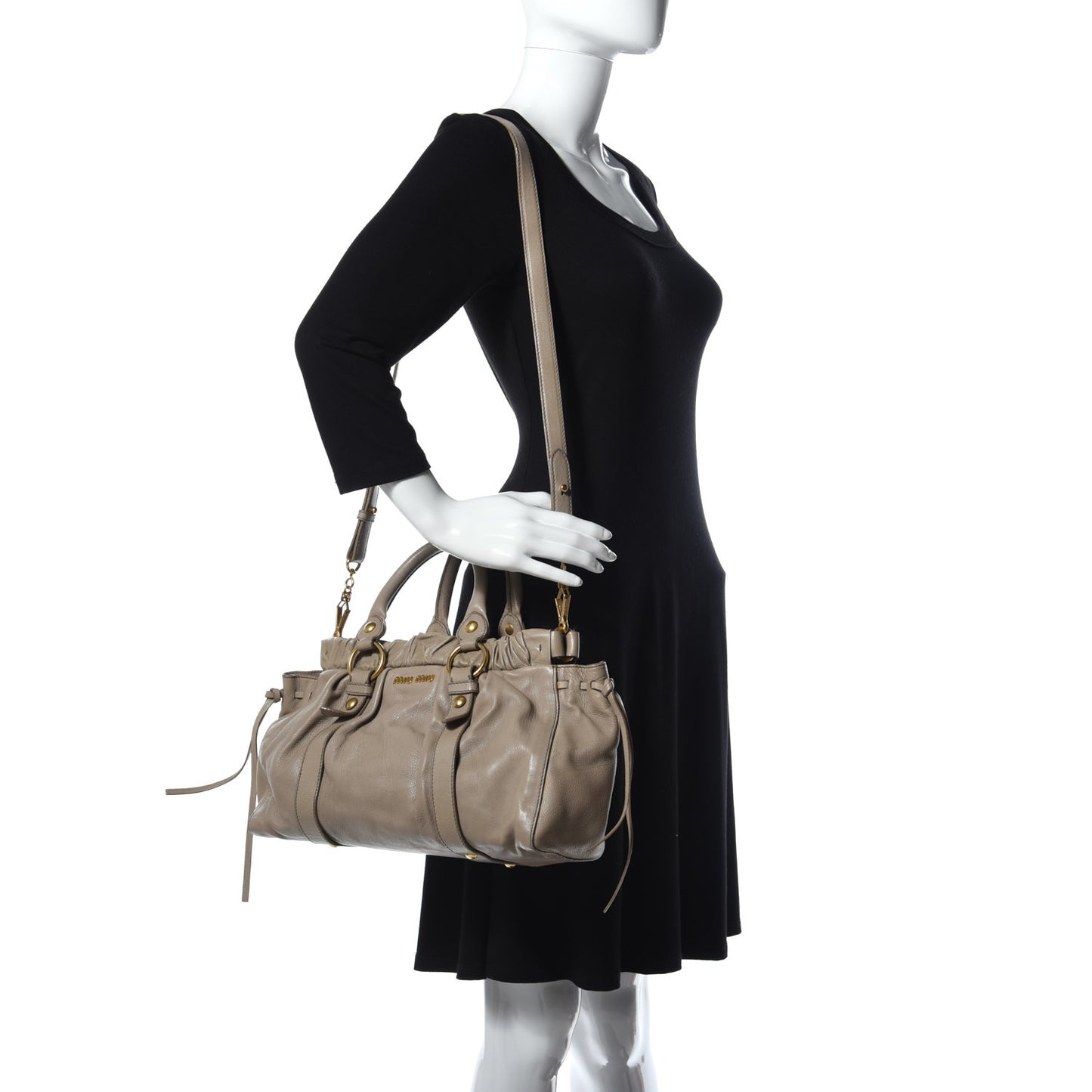 Vitello Shine Top Handle Satchel Cammeo