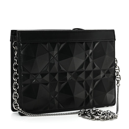 Christian Dior Calfskin Macrocannage Diamond Caro Zipped Pouch With Chain Black 3 of 10
