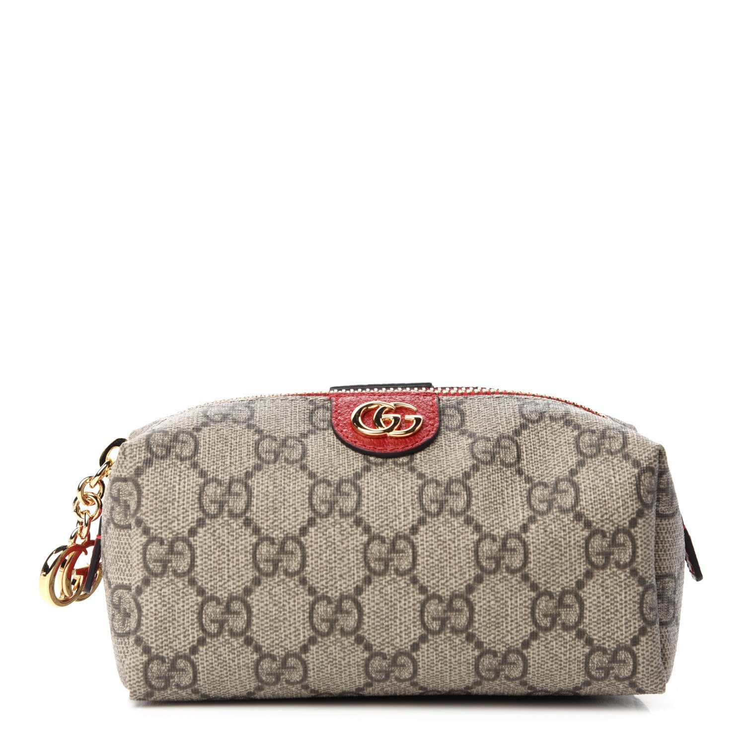 Gucci Soft GG Supreme Monogram Calfskin Small Ophidia Cosmetic Case Beige Ebony Hibiscus Red 1 of 7