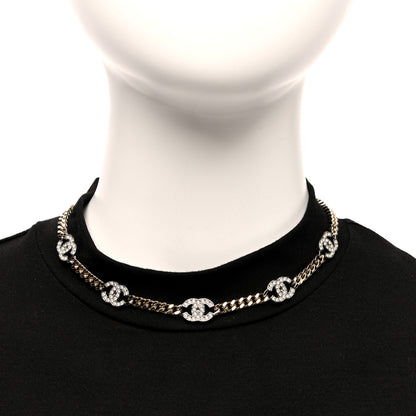 Chanel Crystal Chain CC Link Choker Gold Silver 2 of 5