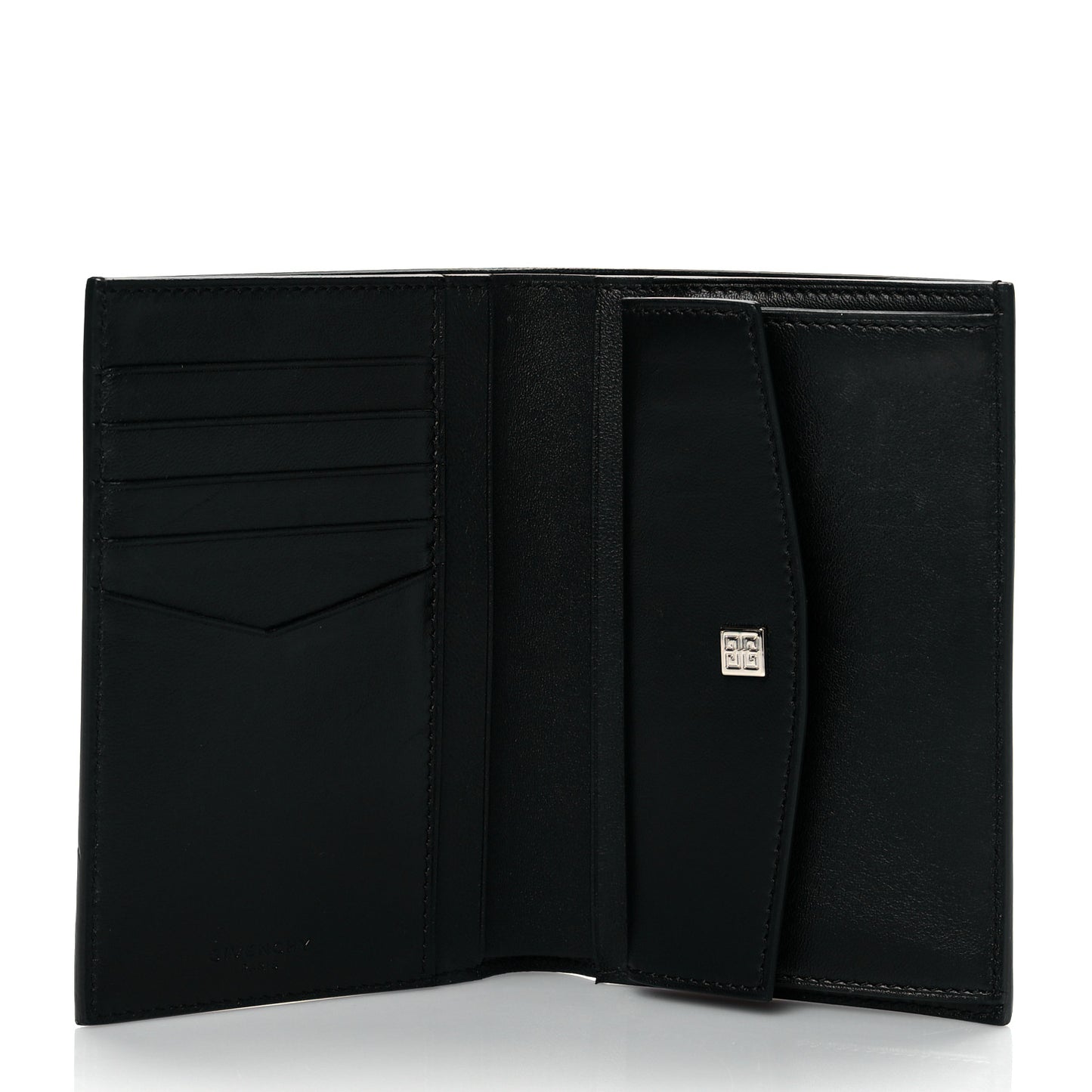 Calfskin Elastic Panel Card Case Black
