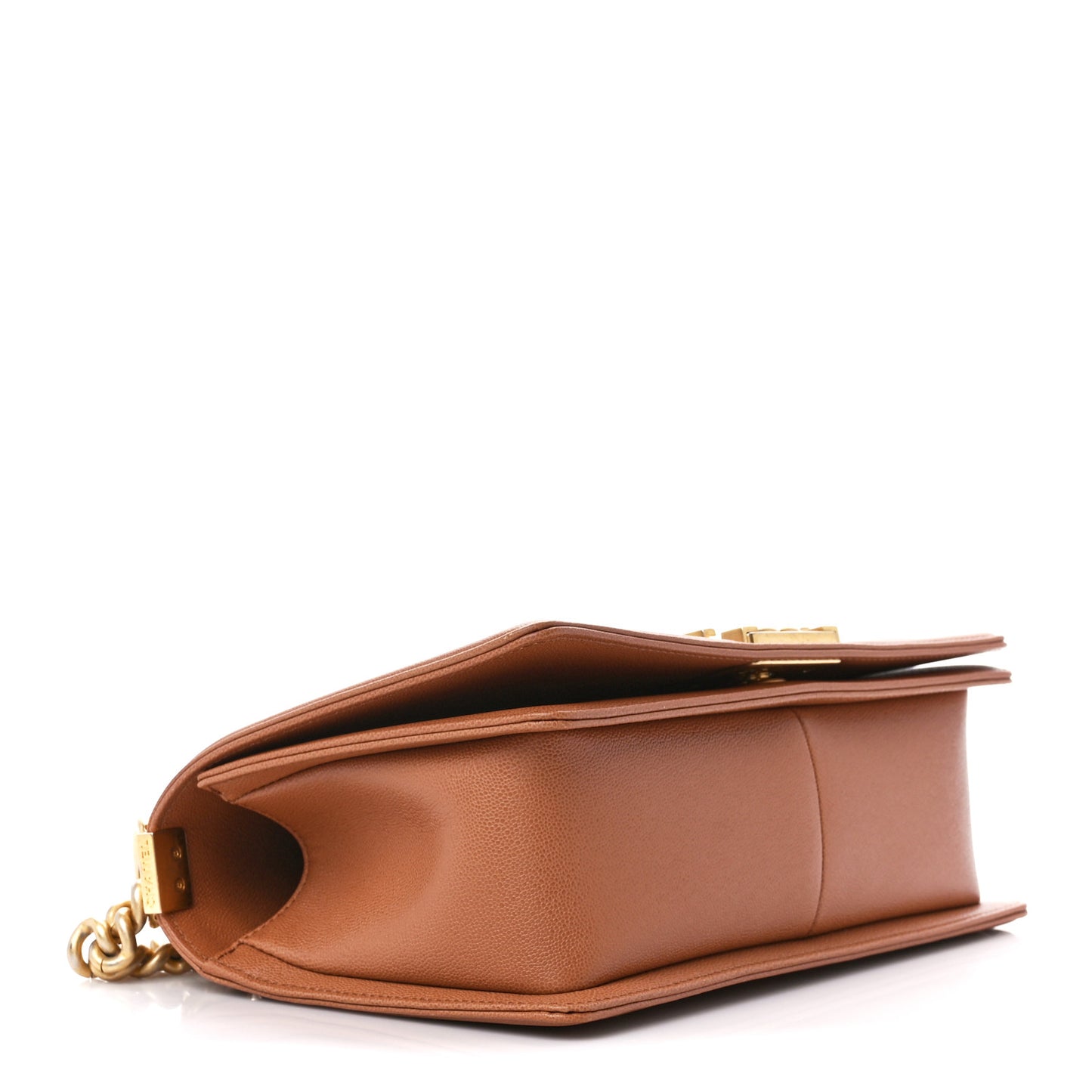 Caviar Chevron Quilted Medium Boy Flap Brown