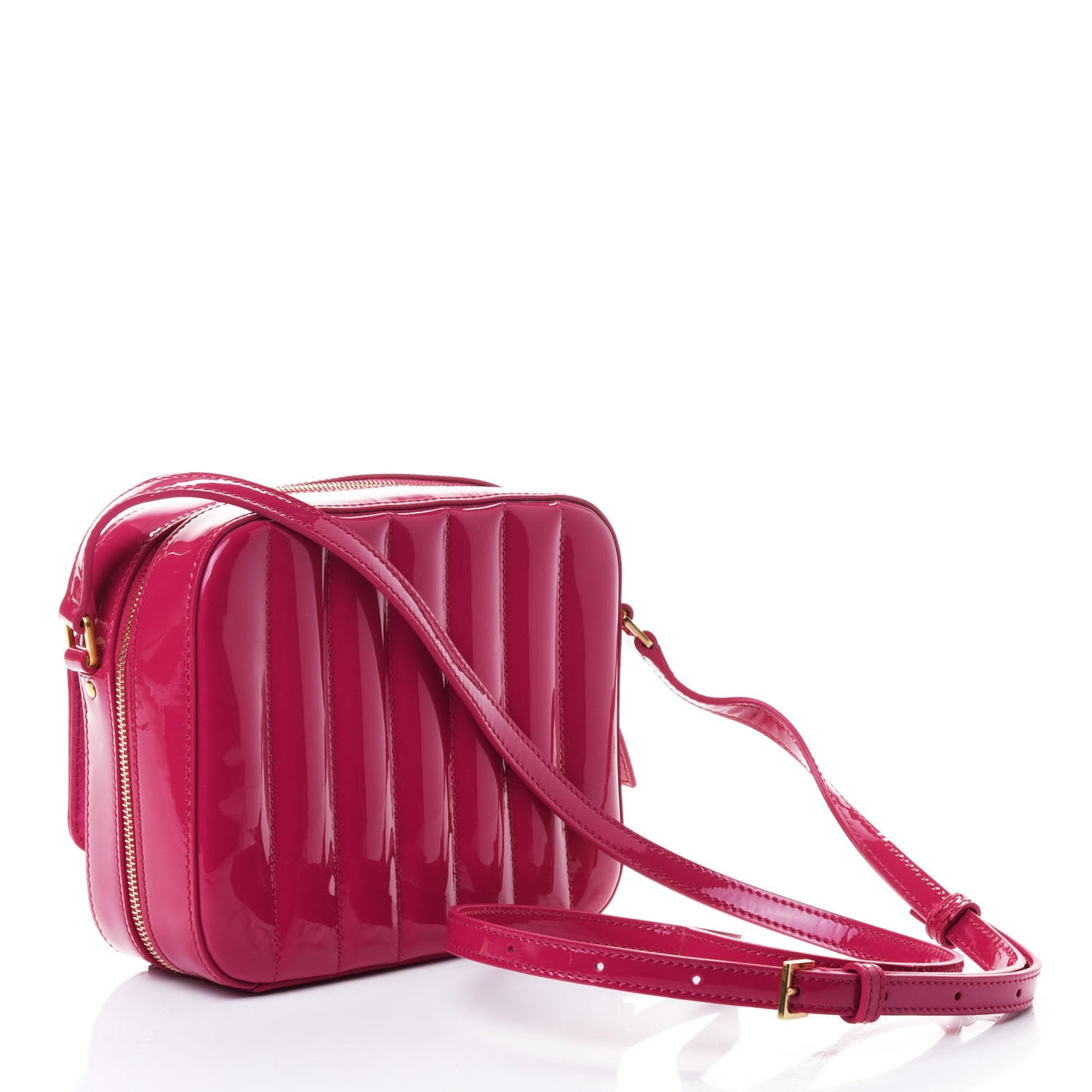 Patent Matelasse Monogram Vicky Camera Bag Bubblegum