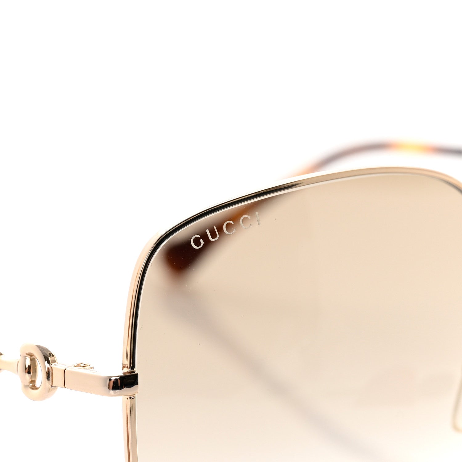 Gucci Metal Horsebit Square Sunglasses GG0879S Gold 7 of 8
