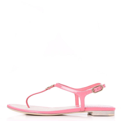 Chanel Patent Calfskin CC Logo Thong Sandals 35 Pink 1 of 8
