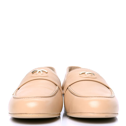 Chanel Lambskin CC Loafers 38.5 Beige 2 of 5